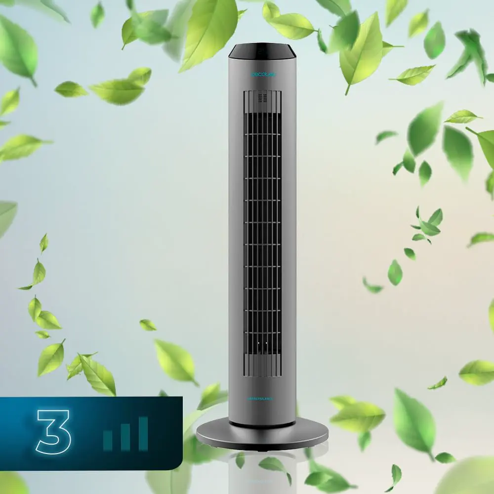 Cecotec Digitaler Turmventilator mit Fernbedienung und Timer EnergySilence 8190 Skyline Ionic. 60 W, Höhe 33", oszillierend, Ionisator, Kupfermotor, 3 Geschwindigkeiten, Grau vue 6