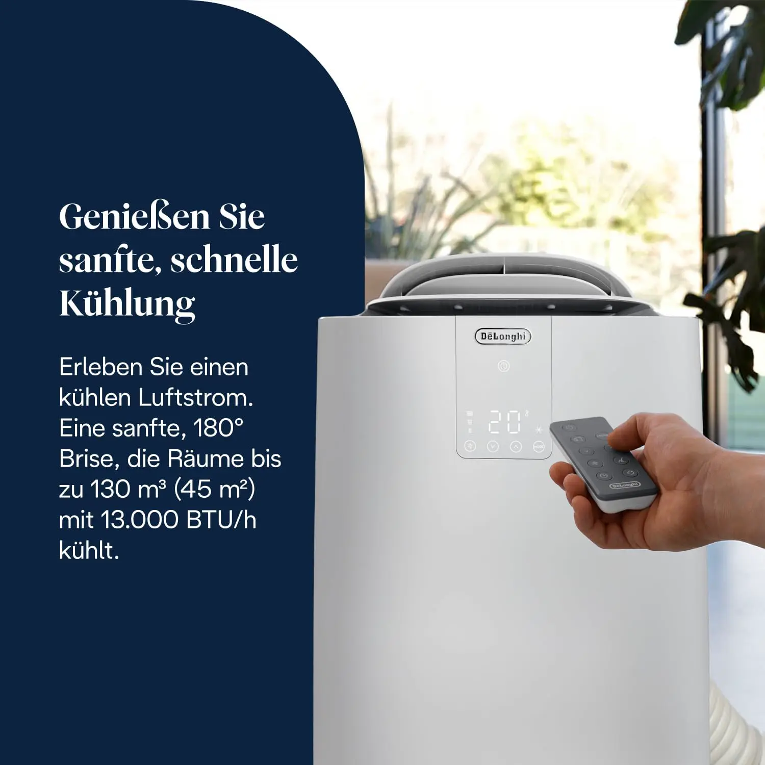 De'Longhi Pinguino GentleJet Inverter – Mobile Klimaanlage 3-in-1 mit Luftentfeuchter & Ventilator, 13000 BTU/h für Räume 130 m³, leiser Betrieb, Energieeffizienzklasse A+, Weiß (PACAP130IGENTLEJET) vue 2