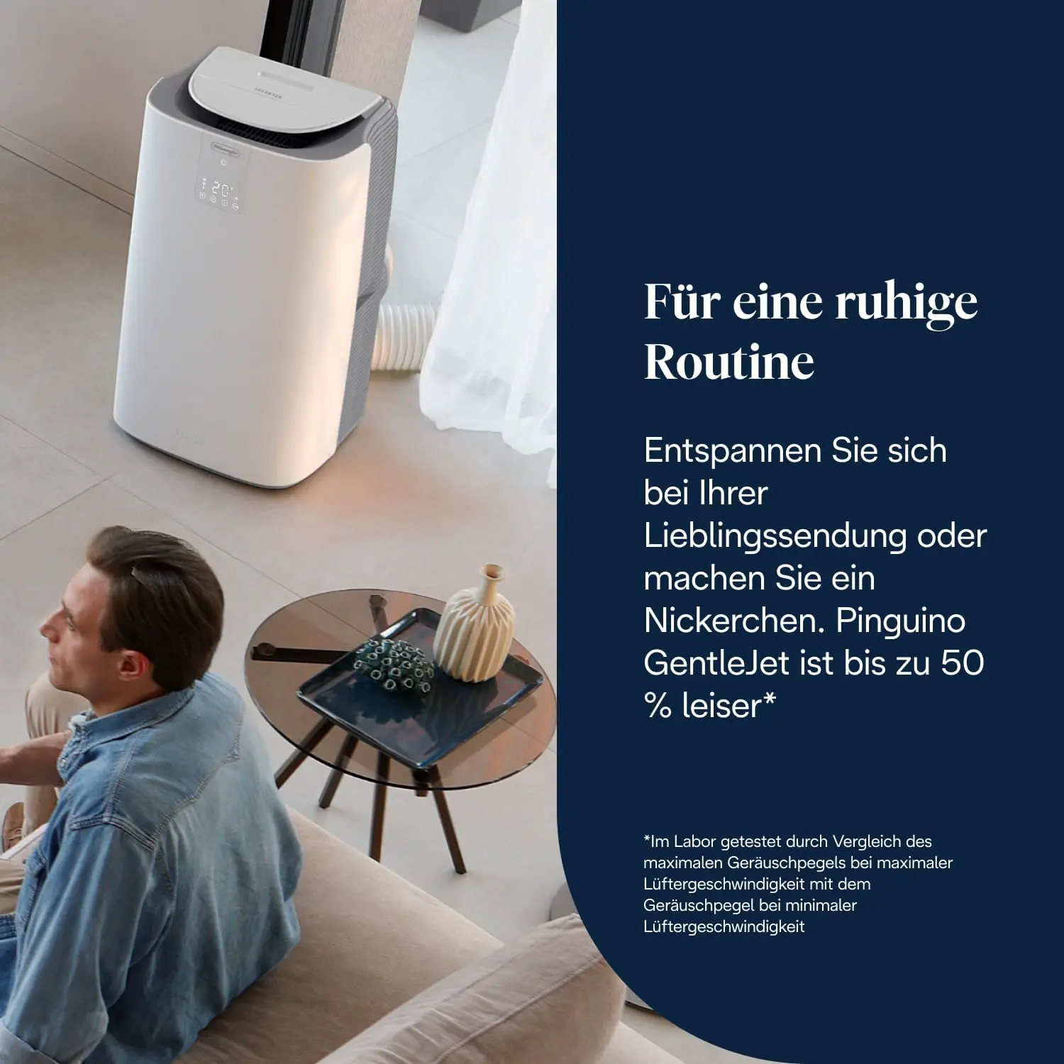 De'Longhi Pinguino GentleJet Inverter – Mobile Klimaanlage 3-in-1 mit Luftentfeuchter & Ventilator, 13000 BTU/h für Räume 130 m³, leiser Betrieb, Energieeffizienzklasse A+, Weiß (PACAP130IGENTLEJET) vue 5