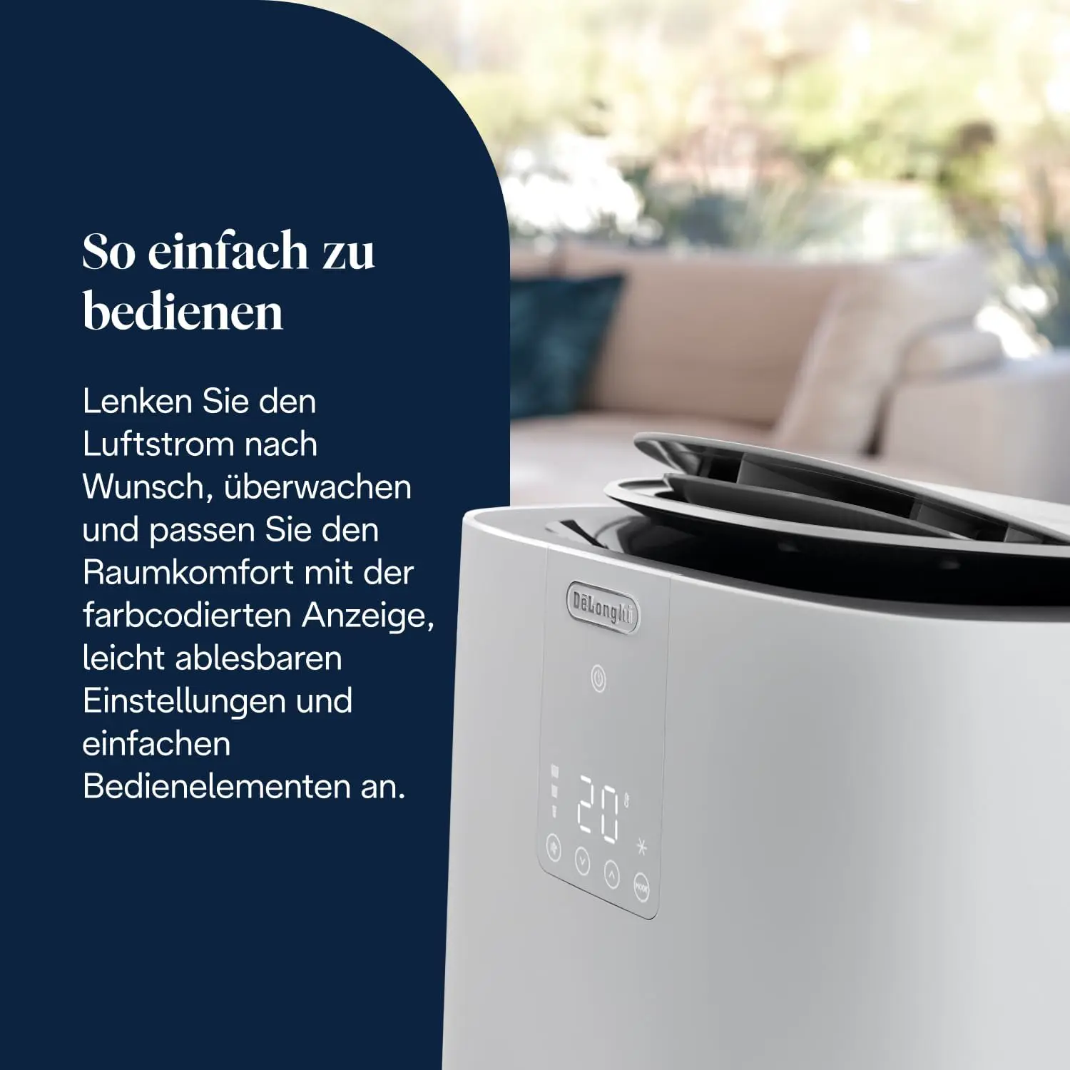 De'Longhi Pinguino GentleJet Inverter – Mobile Klimaanlage 3-in-1 mit Luftentfeuchter & Ventilator, 13000 BTU/h für Räume 130 m³, leiser Betrieb, Energieeffizienzklasse A+, Weiß (PACAP130IGENTLEJET) vue 6