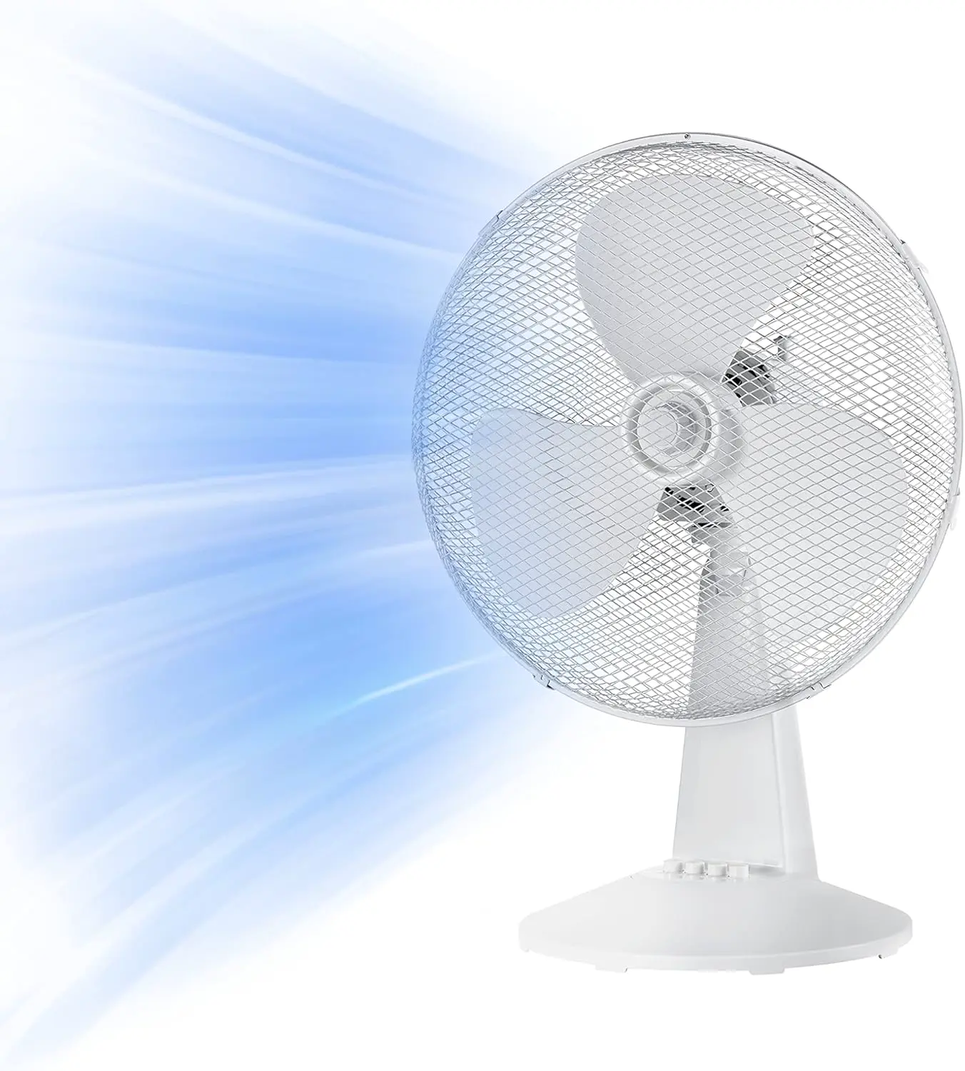 Midea FT40-21M Tischventilator, 40 W, Durchmesser 40 cm, leiser Ventilator mit 3 Flügeln, 3 Geschwindigkeitsstufen, 80°-Oszillation, Weiß