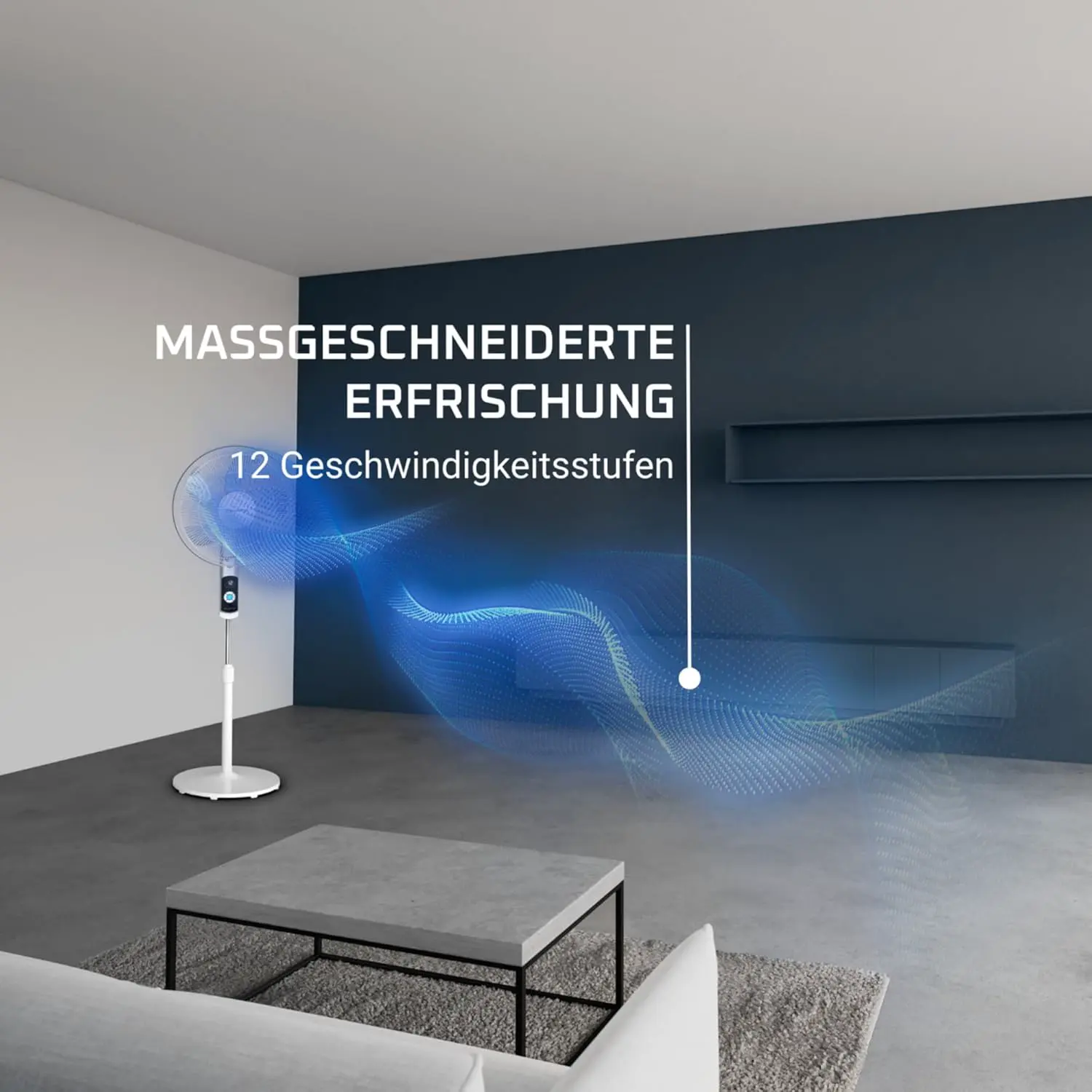 Rowenta Turbo Silence Standventilator, 35 dB(A), Leistungsstarke Erfrischung bis zu 7,2 m, 12 Geschwindigkeiten, 120° Oszillation, Fernbedienung, LED-Display, 12-Stunden-Timer, VU5650F0 vue 6