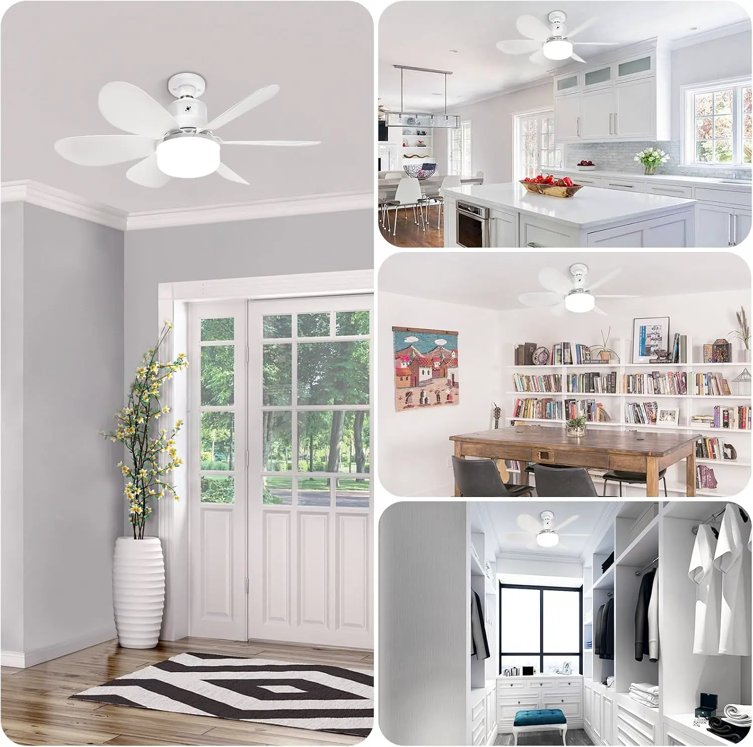BomKra Deckenventilator mit Beleuchtung und Fernbedienung Leiser - 30W LED Deckenleuchte mit Ventilator, 3 Geschwindigkeiten, 3 Modi Dimmbar, Timer, Lampe mit Ventilator für Schlafzimmer vue 7