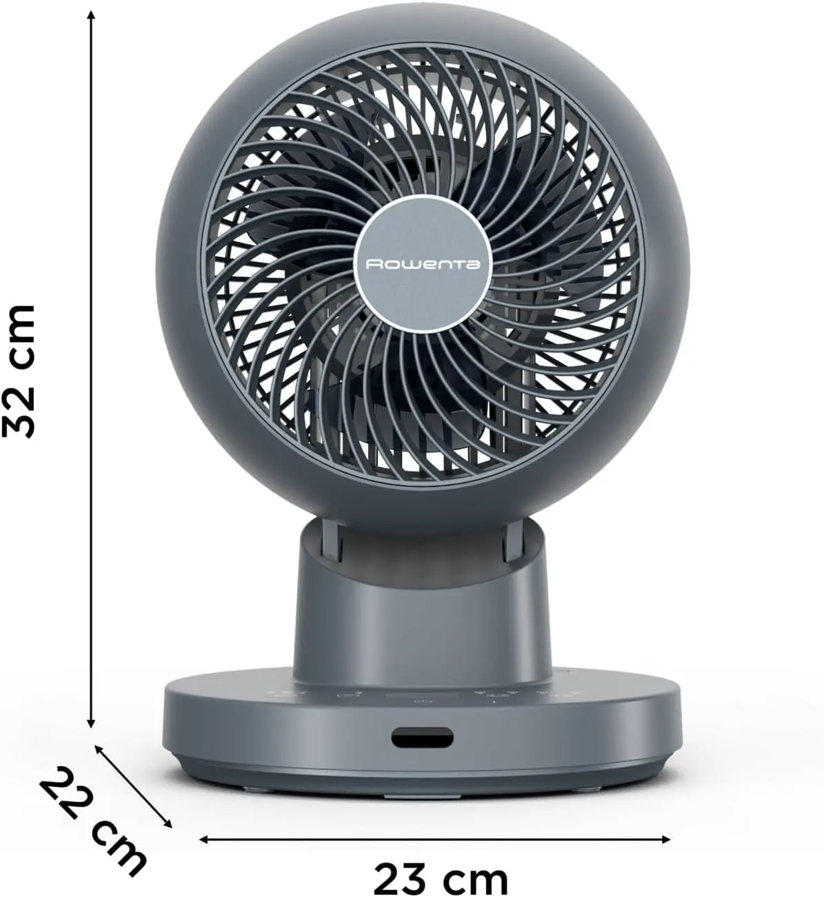 Rowenta Turbo Swift Kompakt Tischventilator, multidirektionale Schwenkfunktion, bis zu 50% Energieeinsparung, 12 Geschwindigkeitsstufen, 12h Timer, kompaktes Design, extrem leise, Blau, QV2540F0 vue 8