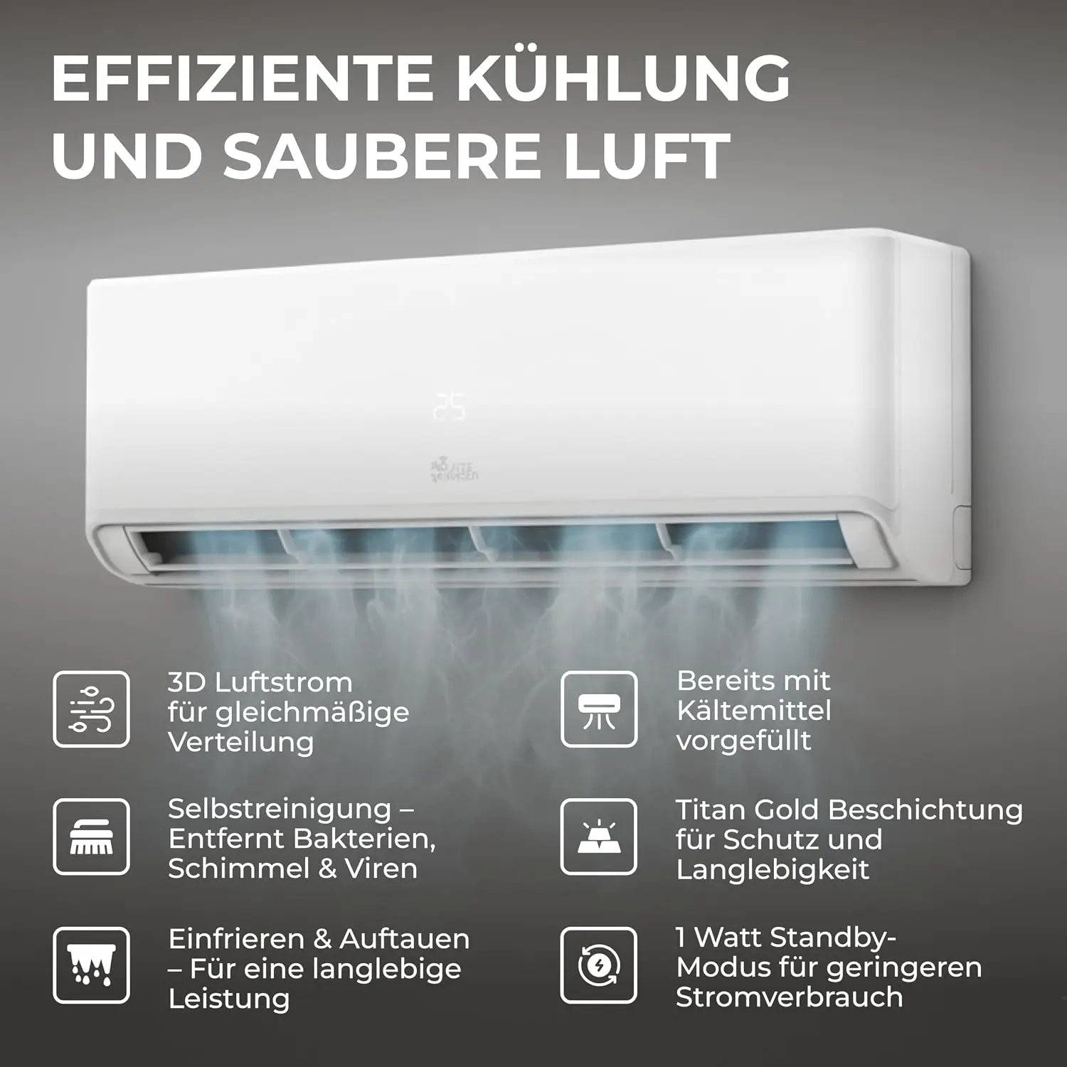 Kältebringer® Split Klimaanlage 12000 BTU 3,7 kW R290 Kältemittel | Ohne F-Gas - A+++ Klimagerät bis 60 m² - Heizfunktion, WiFi und App, sehr leise, mit 5 m Kupferleitung und Montagematerial vue 5