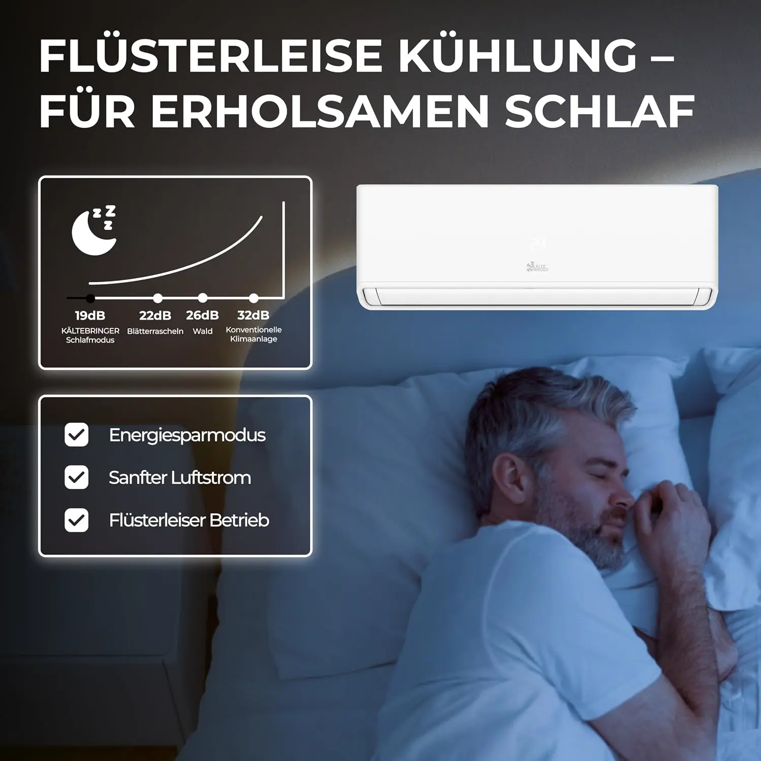Kältebringer® Split Klimaanlage 12000 BTU 3,7 kW R290 Kältemittel | Ohne F-Gas - A+++ Klimagerät bis 60 m² - Heizfunktion, WiFi und App, sehr leise, mit 5 m Kupferleitung und Montagematerial vue 7