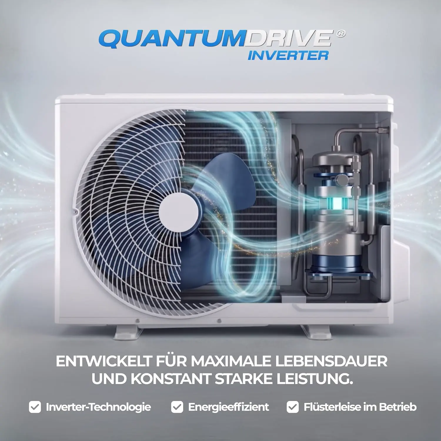 Kältebringer® Split Klimaanlage 9000 BTU 2,8 kW R290 Kältemittel | Ohne F-Gas - A+++ Klimagerät bis 45 m² - Heizfunktion, WiFi und App, sehr leise, mit 5 m Kupferleitung und Bodenkonsole vue 9