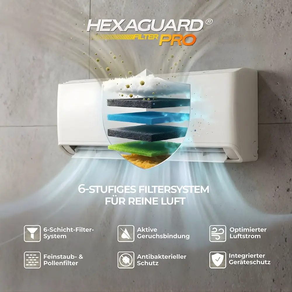 Kältebringer® Split Klimaanlage 9000 BTU 2,8 kW R290 Kältemittel | Ohne F-Gas - A+++ Klimagerät bis 45 m² - Heizfunktion, WiFi und App, sehr leise, mit 5 m Kupferleitung und Bodenkonsole vue 10