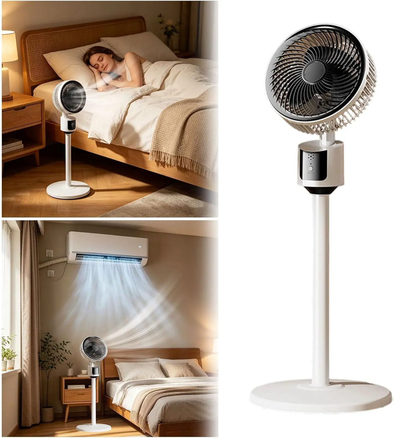 Standventilator | Leistungsstarker USB-Ventilator mit 3 Geschwindigkeitsstufen | Hochleistungs-Luftzirkulation | stabile und leise Bodenventilatoren | für Haus Schlafzimmer Büro Wohnheim Wohnung vue 2