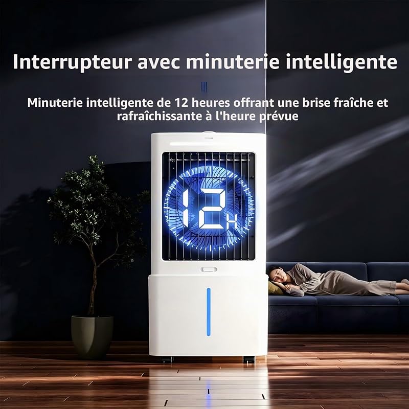 Klimaanlage Tragbar weiß 8000 BTU ohne Abluft | 3 Geschwindigkeits, Fernbedienung Inbegriffene, Timer 1-12 Heures, Oszillation 90°, Wassertank Amovible vue 3